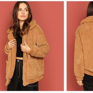 Drop Shoulder Oversized Teddy Jacket